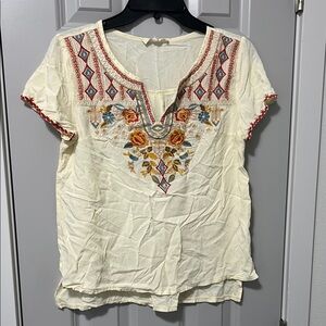 Solitaire Embroidered Cream Top